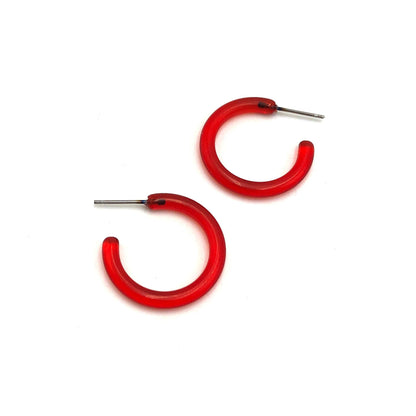 Red Small Jelly Tube Hoop Earrings -1"