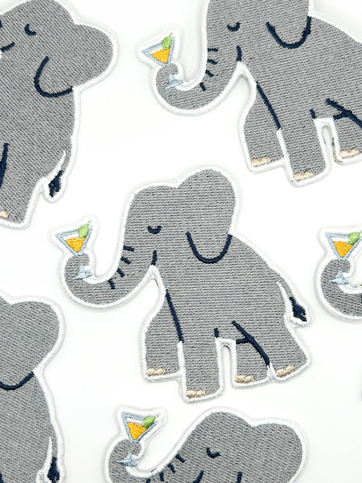 Elephant Cocktail Embroidered Iron On Patch
