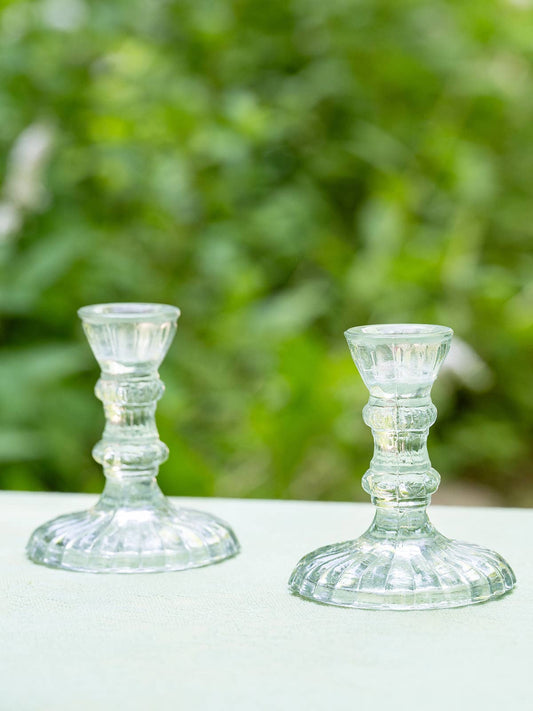 Hand Blown Clear Candlestick