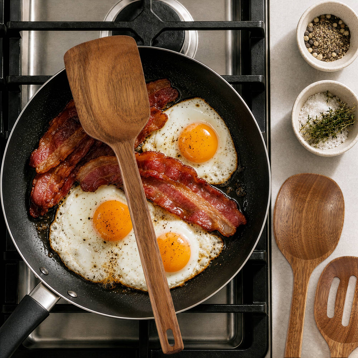 Acacia Wood Cooking Utensils Set for Nonstick Pans