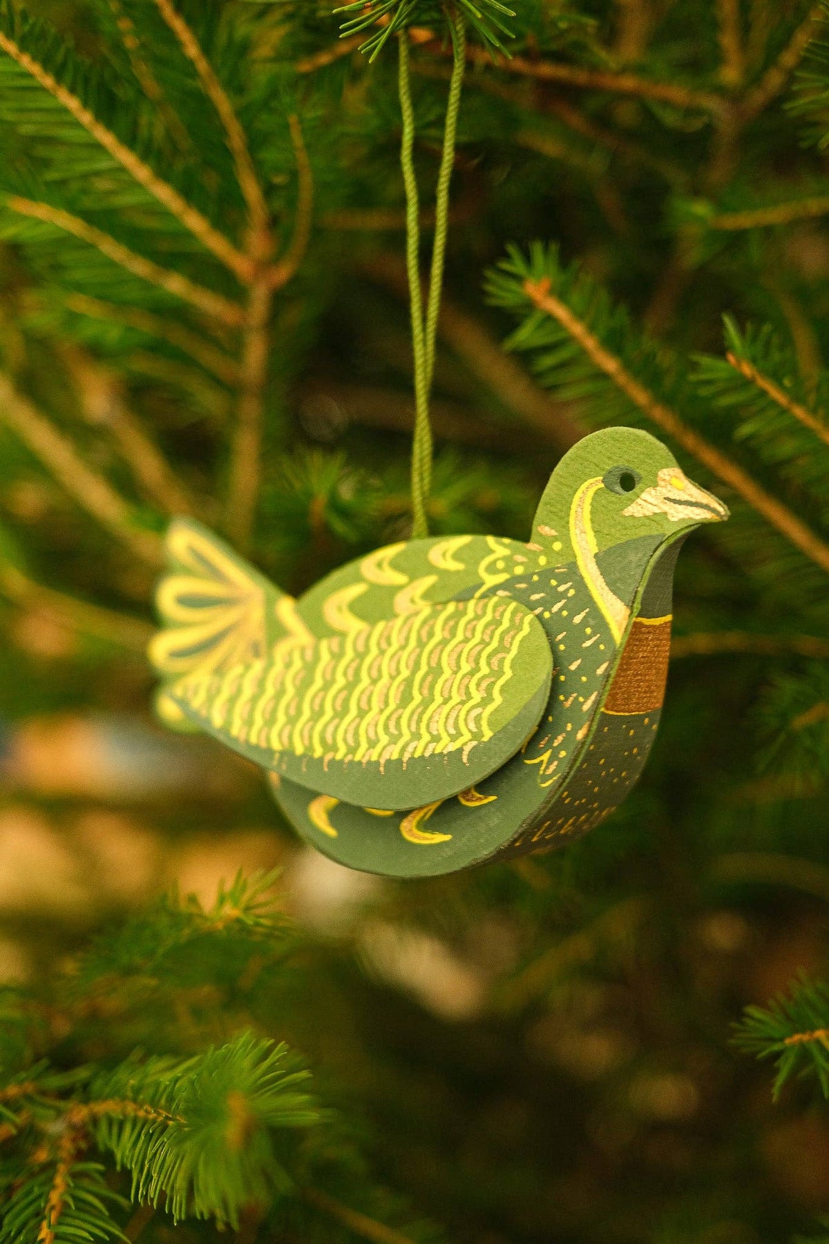 Partridge Screen Printed Paper Christmas Ornament