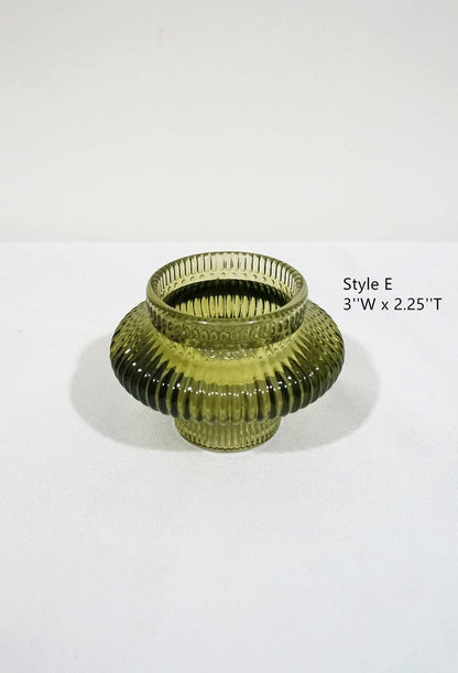 Green Glass Taper Candle Holder