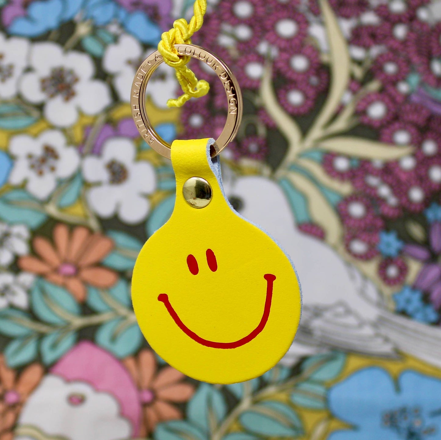 Smiley Face Leather Keychain