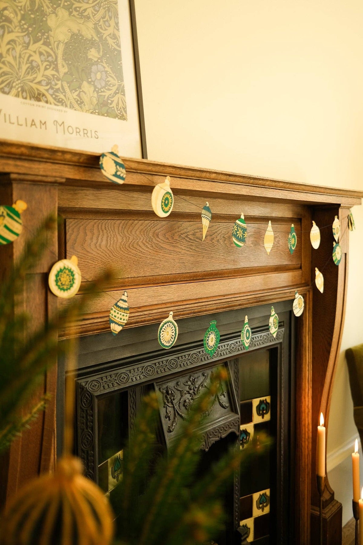 Christmas Ornaments Sewn Paper Garland 3 Meters