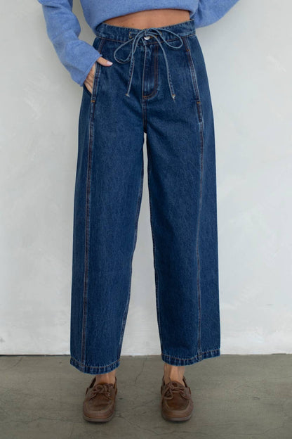 Trini Denim Barrel Jeans with Drawstring