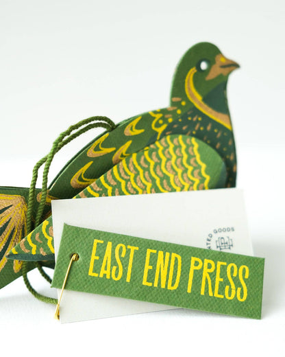 Partridge Screen Printed Paper Christmas Ornament