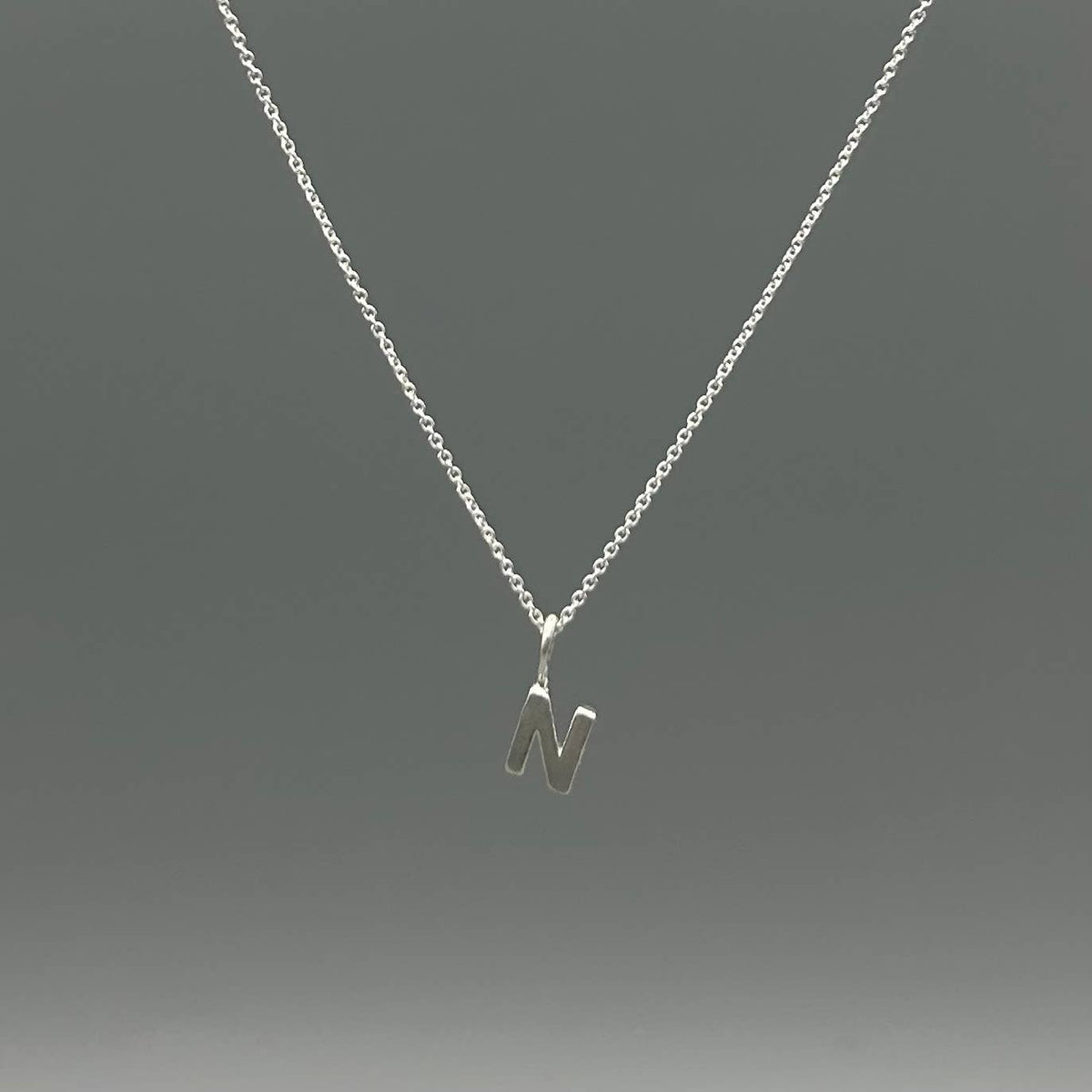 Sterling Silver Block-Letter Initial Necklace