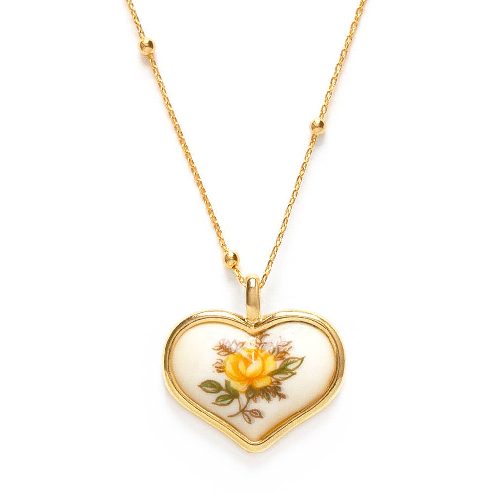Vintage Japanese Porcelain Heart Necklace