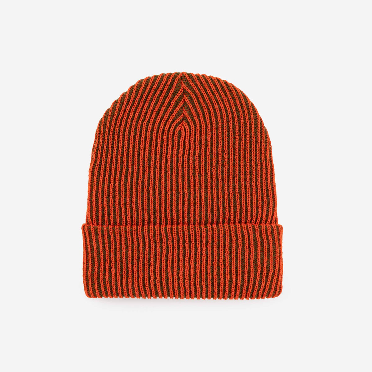 Two-Tone Rib Knit Beanie Unisex One Size