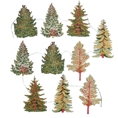 Forest Fir Tree Paper Christmas Garland, 3 Meters