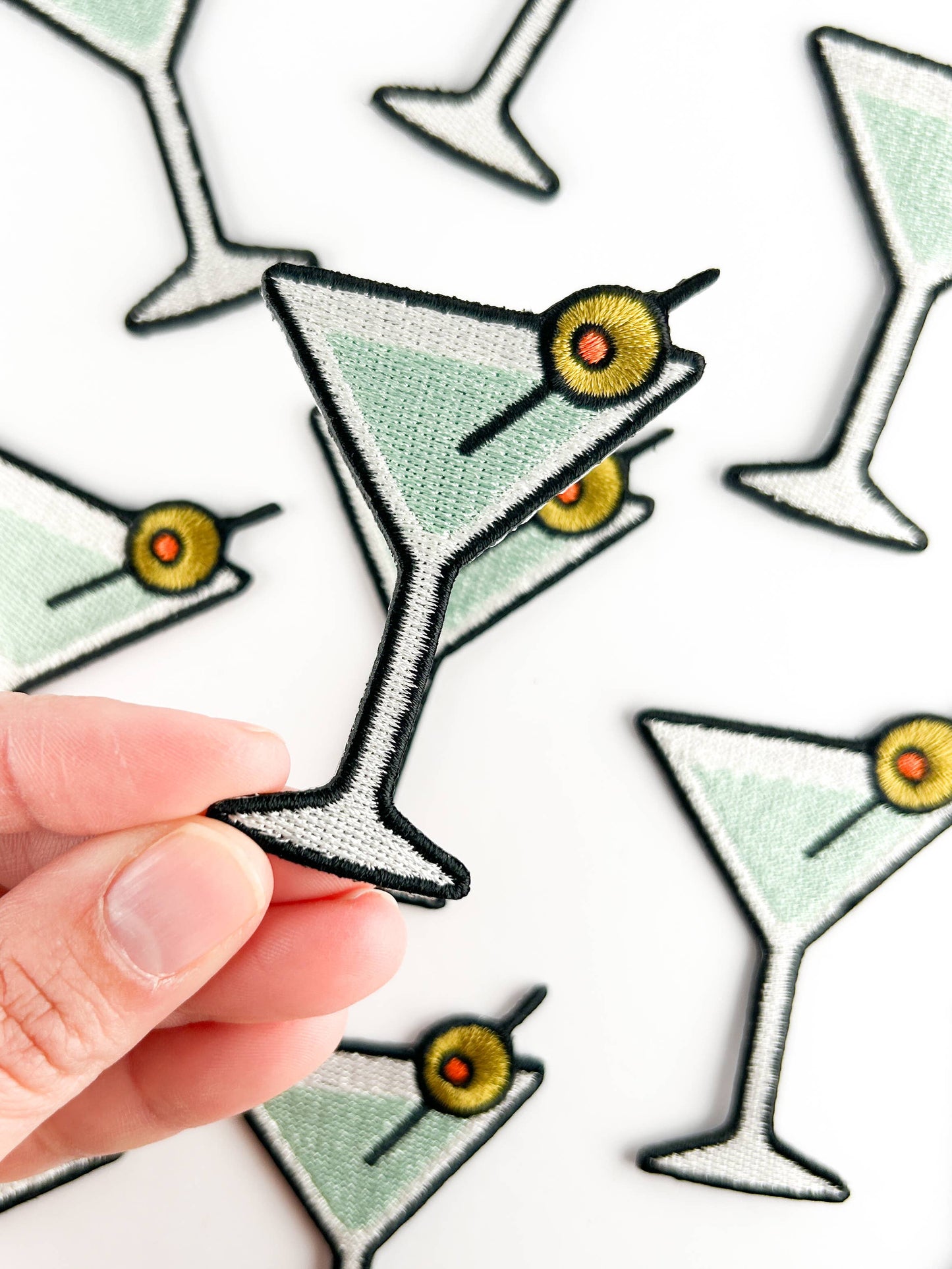 Martini Cocktail Embroidered Iron On Patch