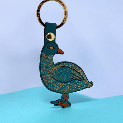 Silly Goose Leather Keychain Gold Plated