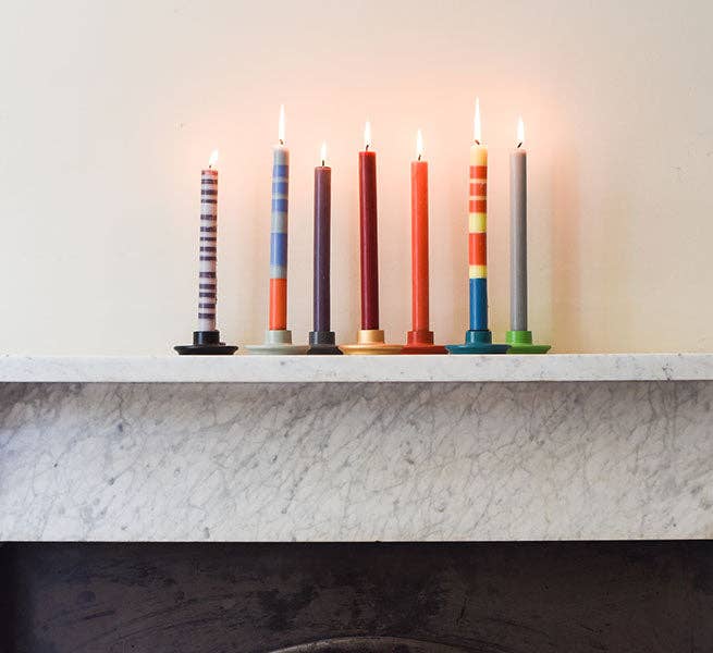 Red, Pearl, Blue Stripe Candle Stick