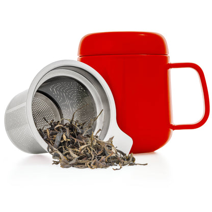Porcelain Tea Mug with Infuser and Lid 15oz