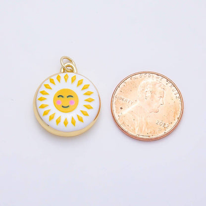 Smiley Celestial Sun Charm Earrings, Gold