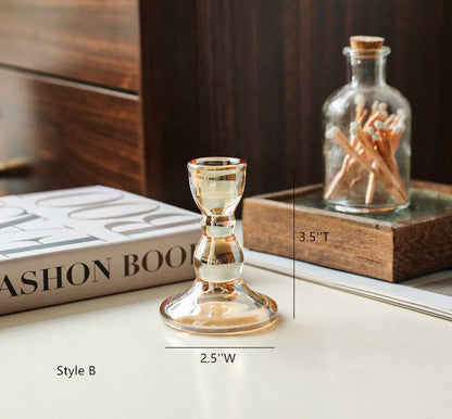 Amber Glass Taper Candle Holder