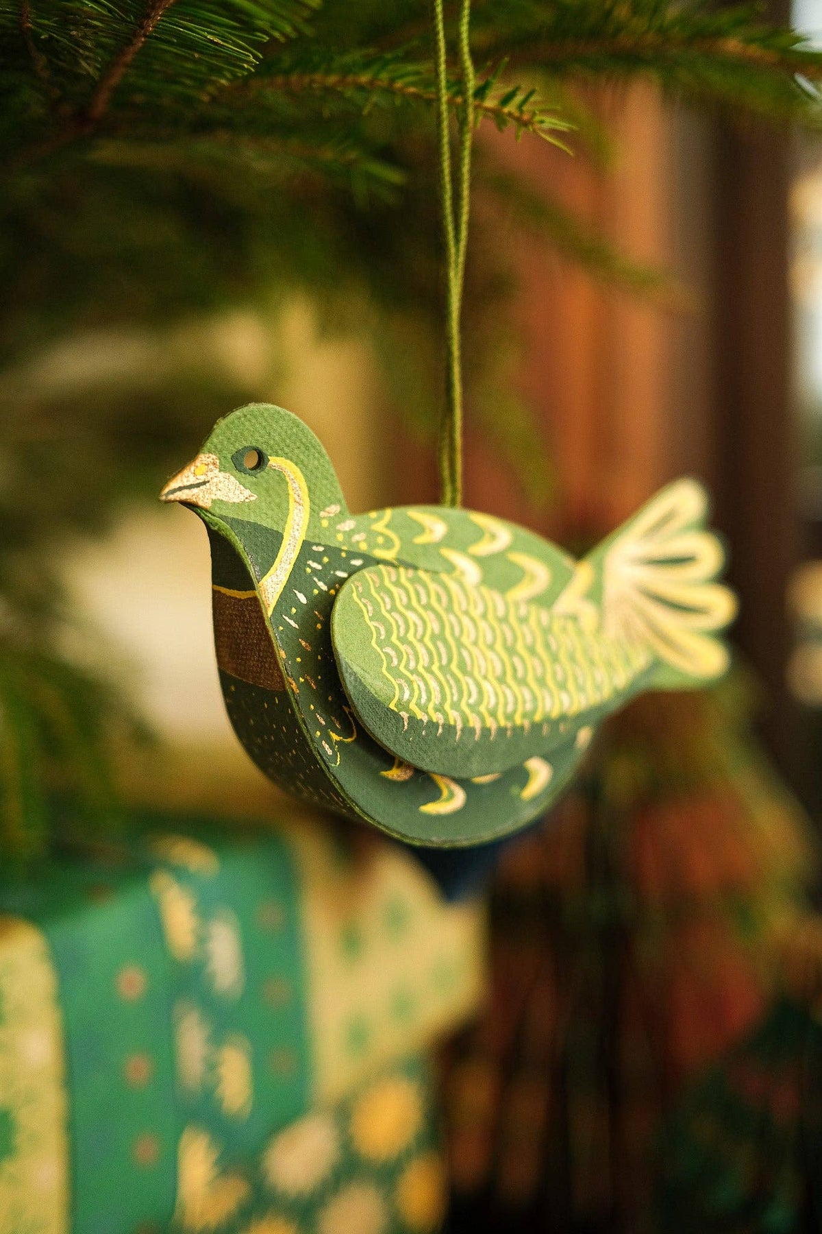 Partridge Screen Printed Paper Christmas Ornament
