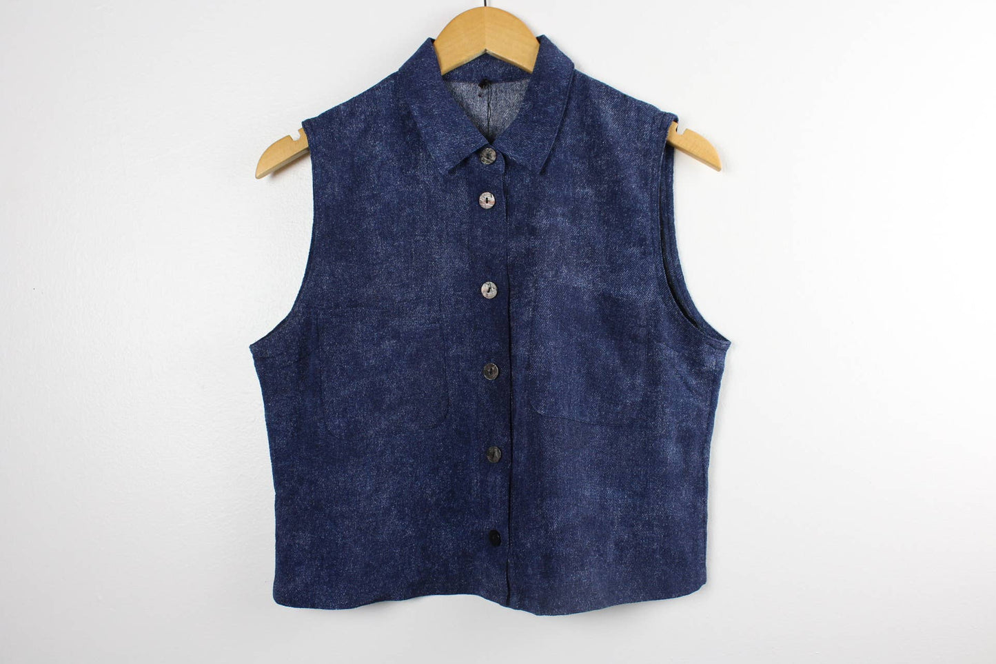Upcycled Cropped Button-Up Blouse
