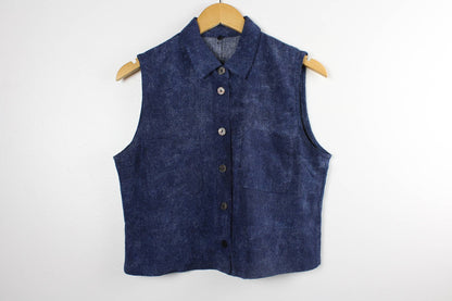 Upcycled Cropped Button-Up Blouse