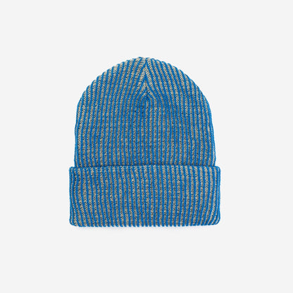 Two-Tone Rib Knit Beanie Unisex One Size