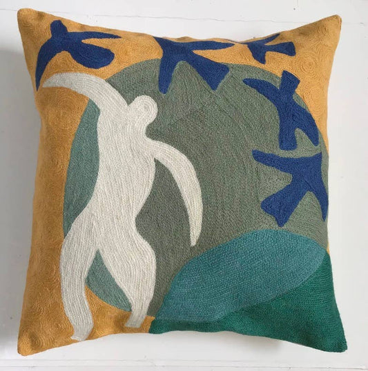 Pillow Chainstitch 18" Matisse Man and Birds