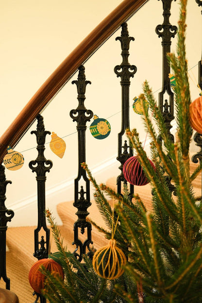 Christmas Ornaments Sewn Paper Garland 3 Meters