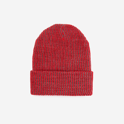 Two-Tone Rib Knit Beanie Unisex One Size