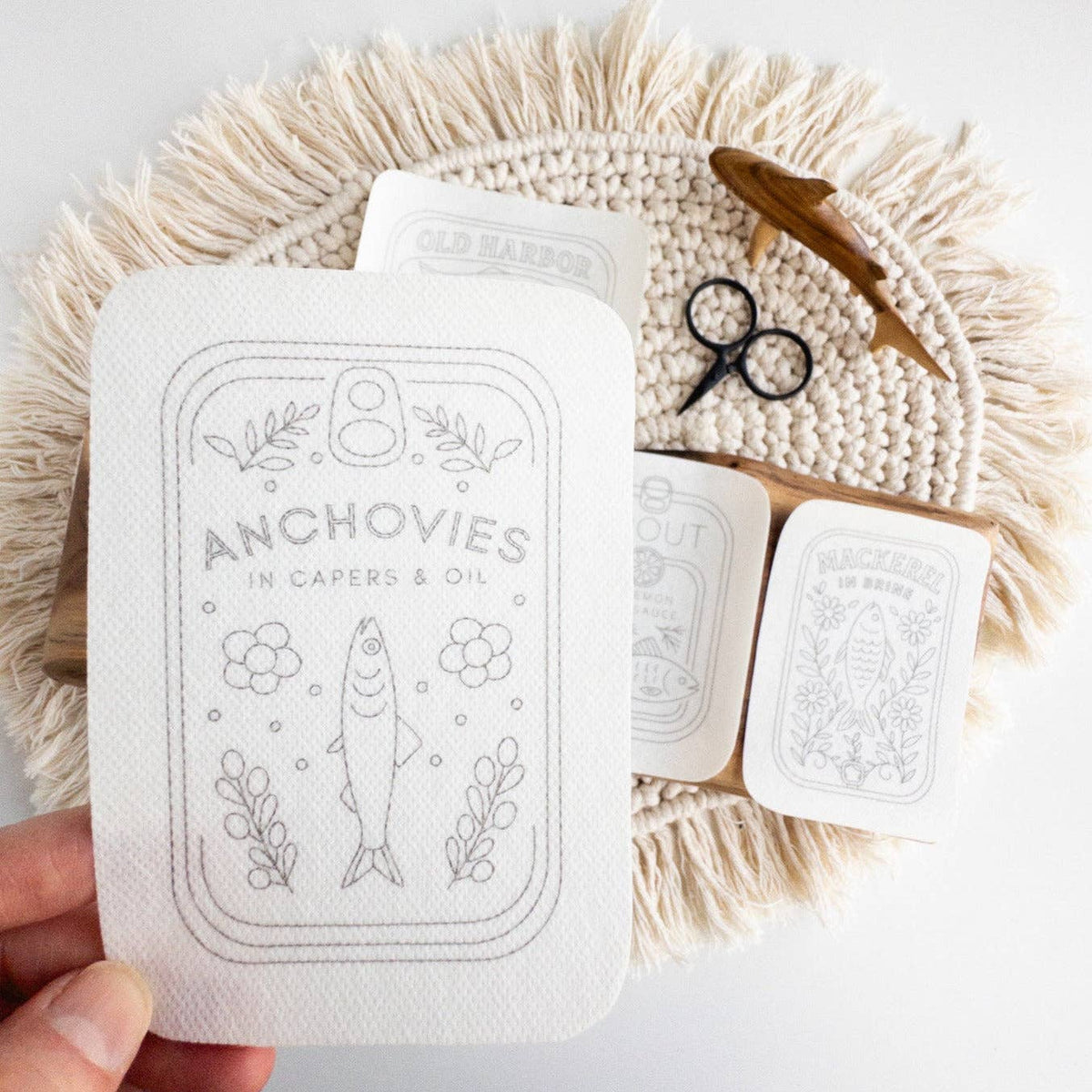 Tinned Fish Stick and Stitch Embroidery Patterns