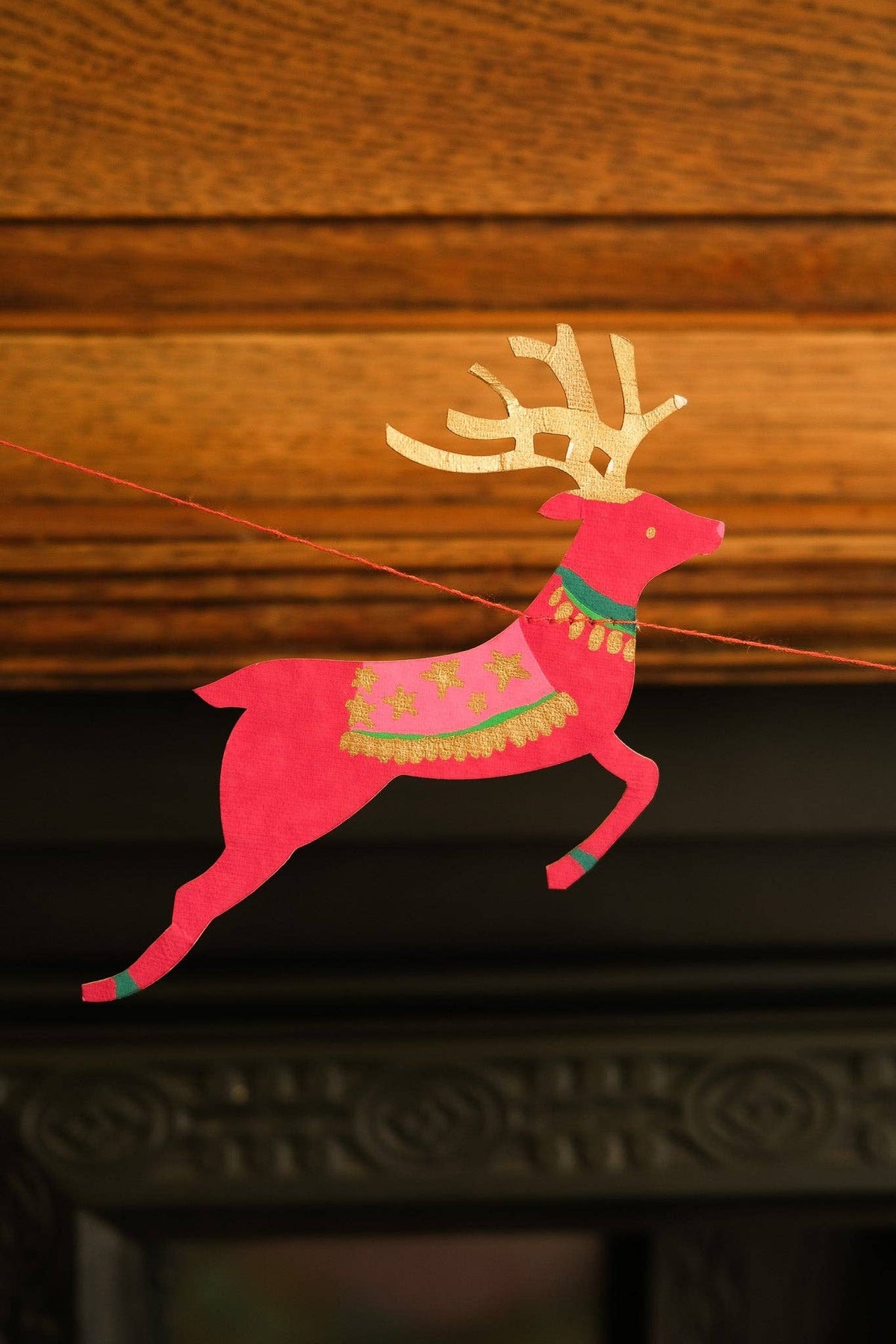 Bright Reindeer Sewn Paper Garland 3 Meters