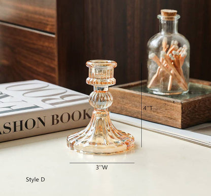 Amber Glass Taper Candle Holder