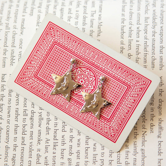 Vintage Silver Moon and Stars Earrings