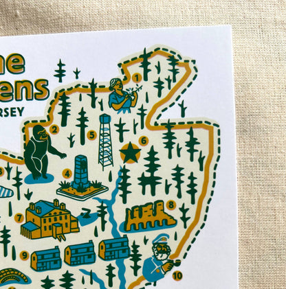 NJ Pine Barrens Map Post Card