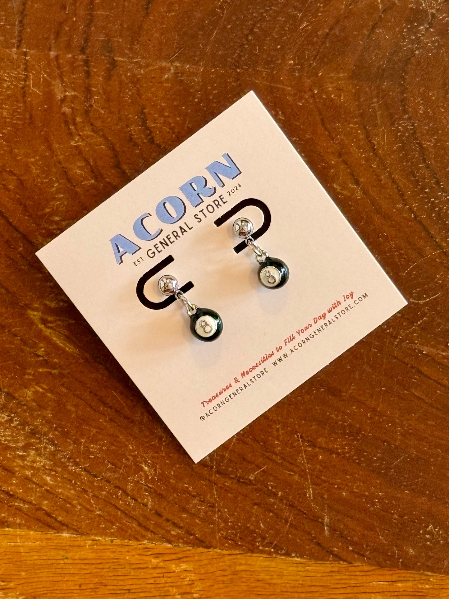 Number 8 Billiard Ball Charm Earrings