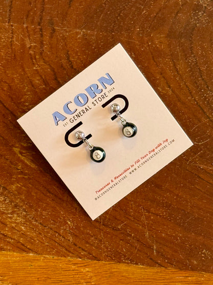 Number 8 Billiard Ball Charm Earrings