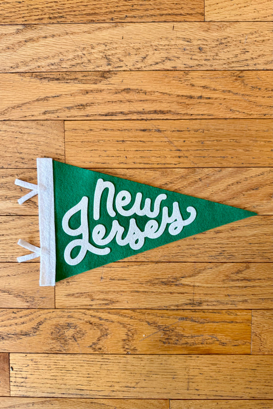 New Jersey Hand Lettered Wool Felt Pennant