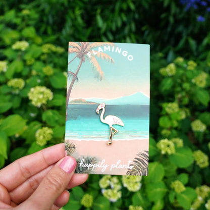 Pink Flamingo Enamel Lapel Pin Tropical