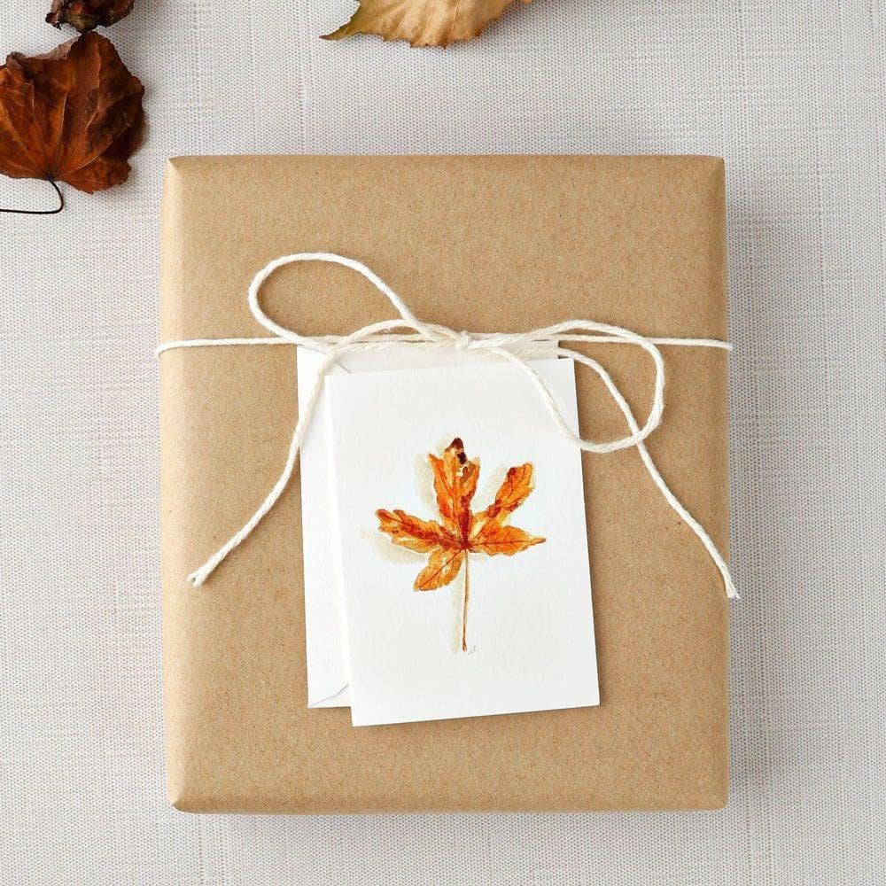 Maple Leaf Autumn Watercolor Mini Notecard
