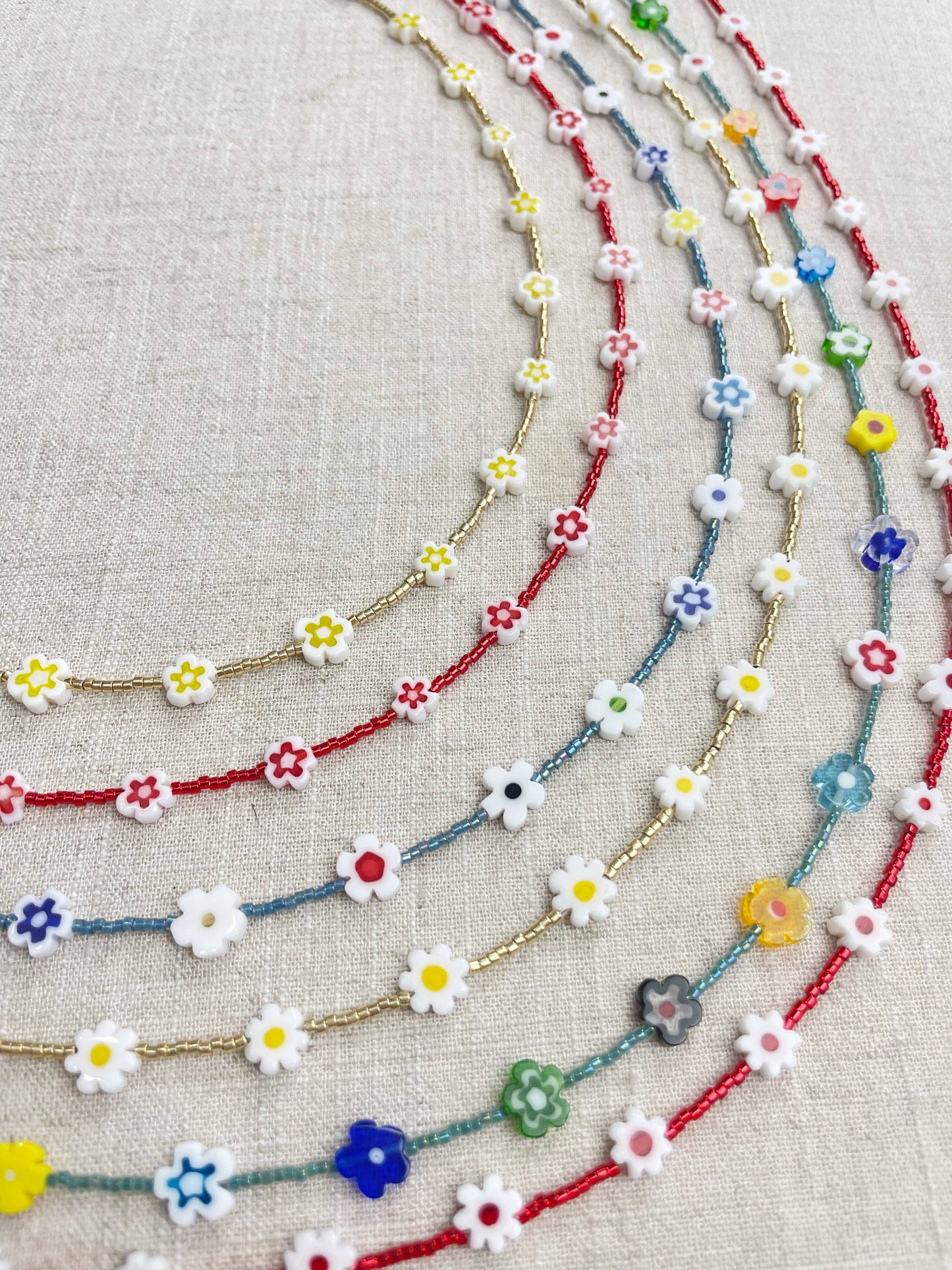 Glass Floral Beaded Delicate Necklace
