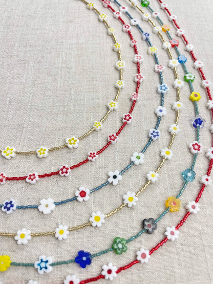 Glass Floral Beaded Delicate Necklace