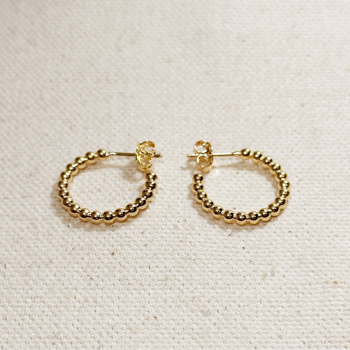 Dainty 18k Gold Filled Beaded Hoop Earrings