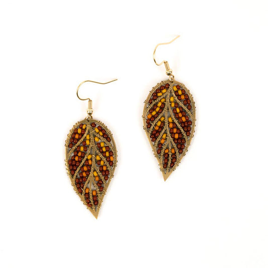 Beaded Leaves Fair Trade Earrings