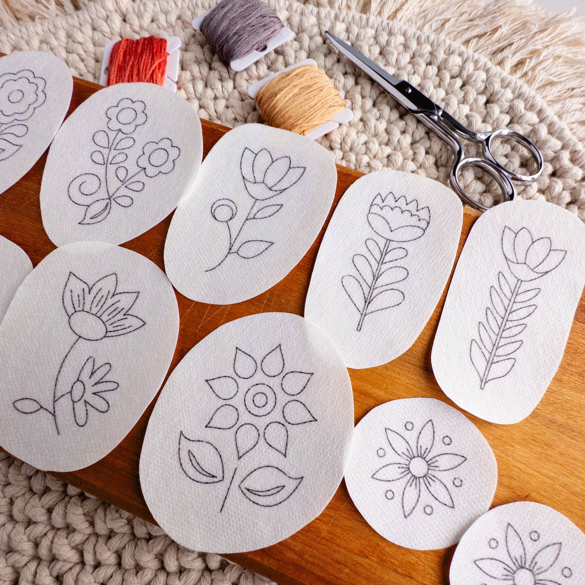Folk Flowers Stick and Stitch Embroidery Designs