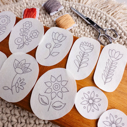 Folk Flowers Stick and Stitch Embroidery Designs