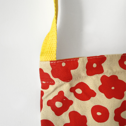 Cotton Canvas Wine Tote, Poppy and Sunshine