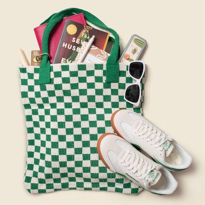 Green Checkered Tote Bag