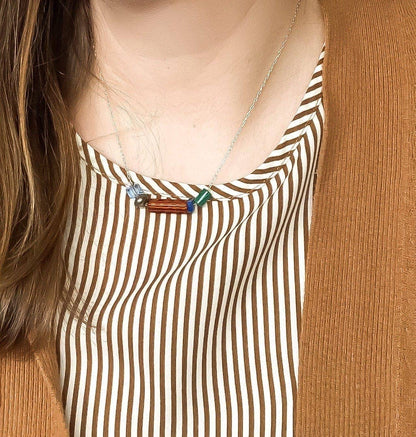 Balance Necklace - Malachite, Lapis, Pyrite, Vintage Glass