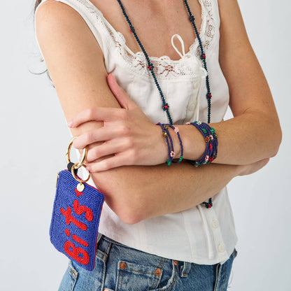 Beaded Statement Coin Purse, Compact Zip Pouch
