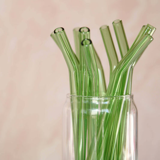 Green Bent Glass Straw