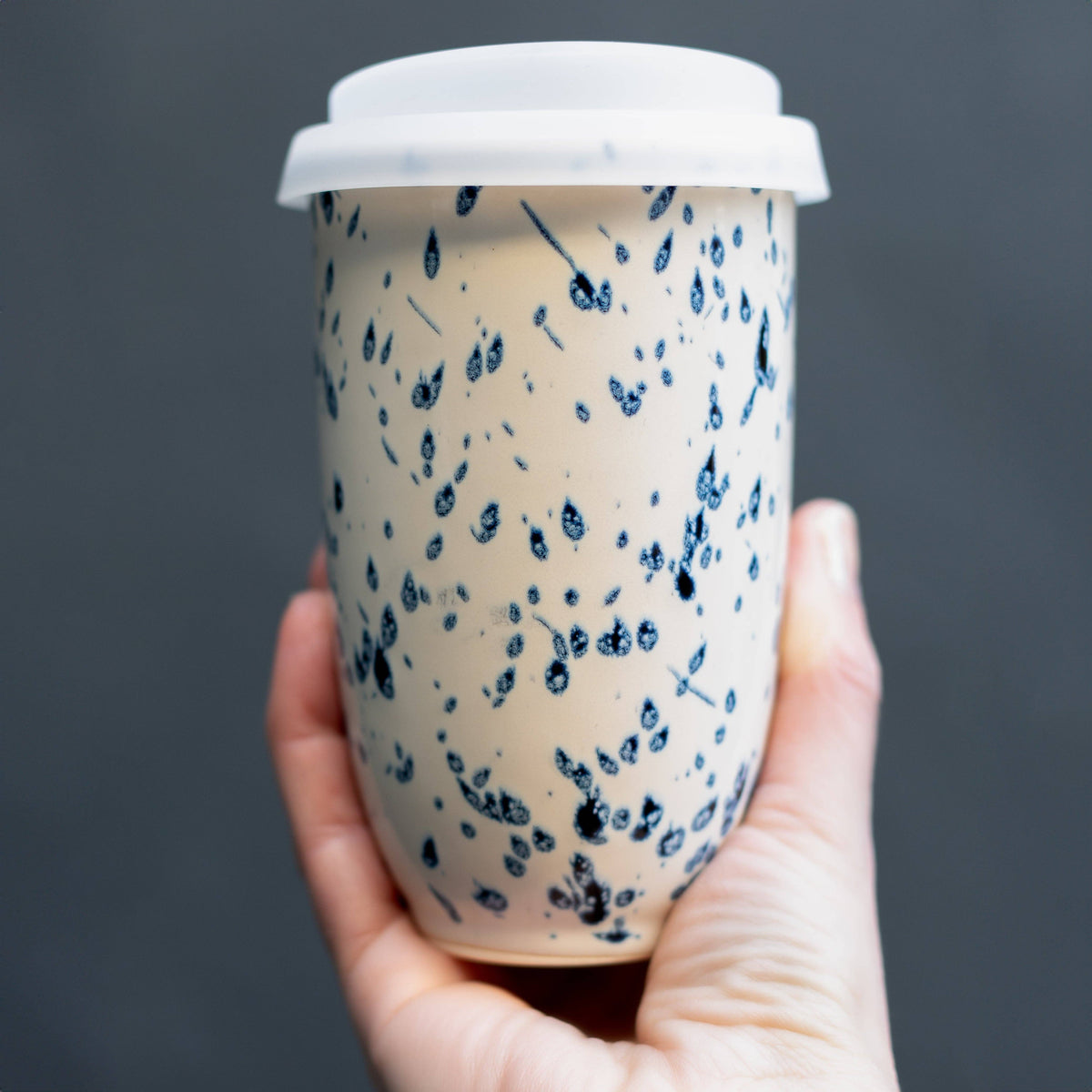 Orchid Blue Speckle 12oz Ceramic Travel Mug