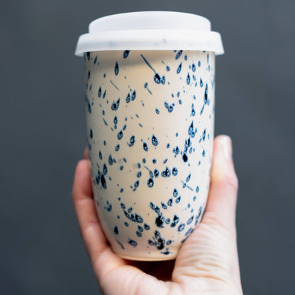 Orchid Blue Speckle 12oz Ceramic Travel Mug